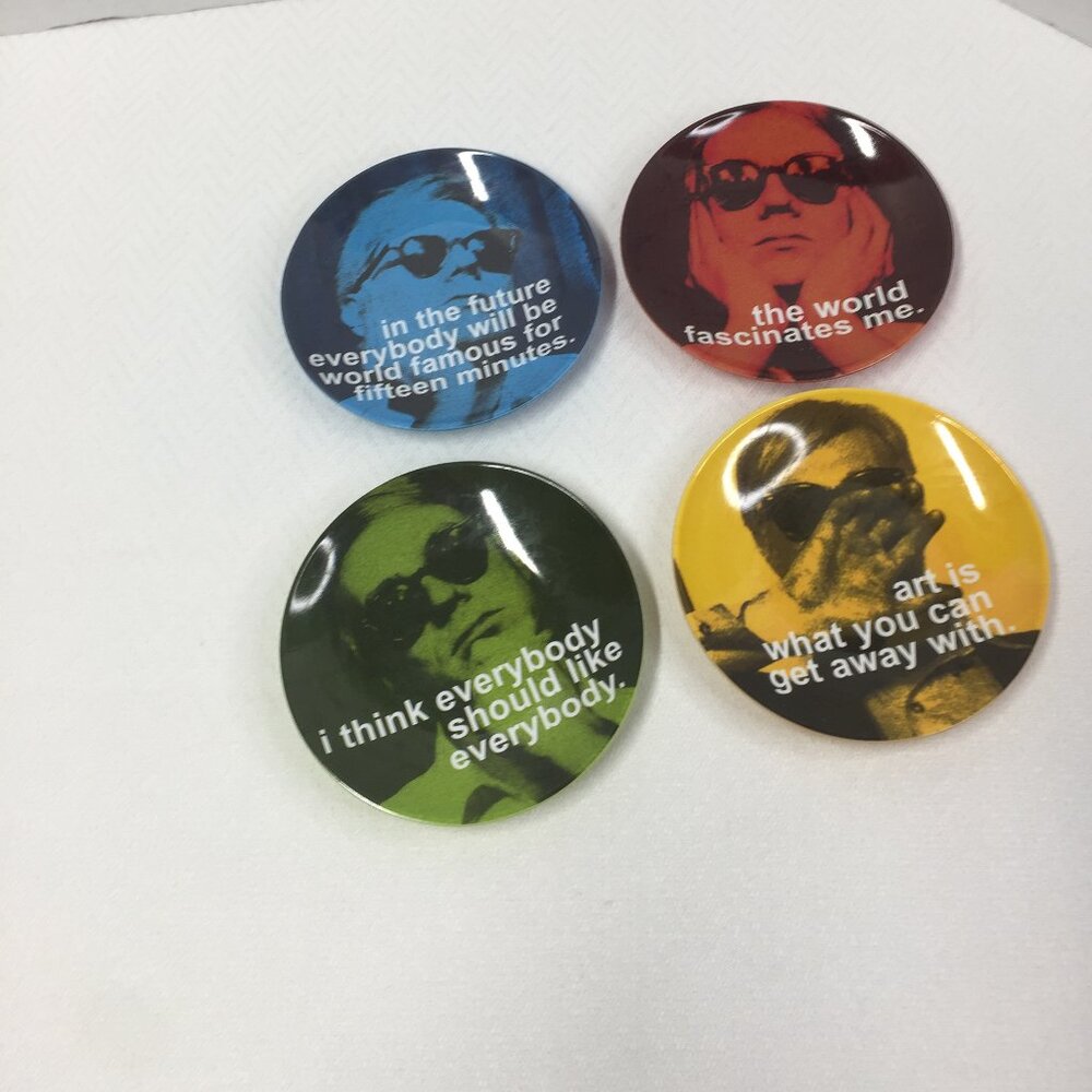 Andy Warhol quotes plastic appetizer or dessert plates — Set of four